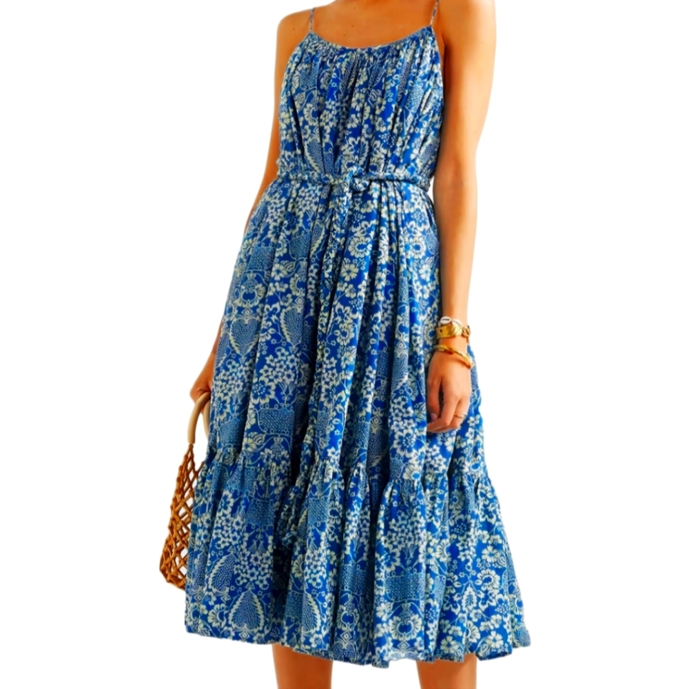 Rhode Gathered printed cotton dress size S
